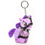 Raven Plum Bondage Pony Keychain – Polyester Plush Vegan Leather Accessory Purple > Novelties > Keychains