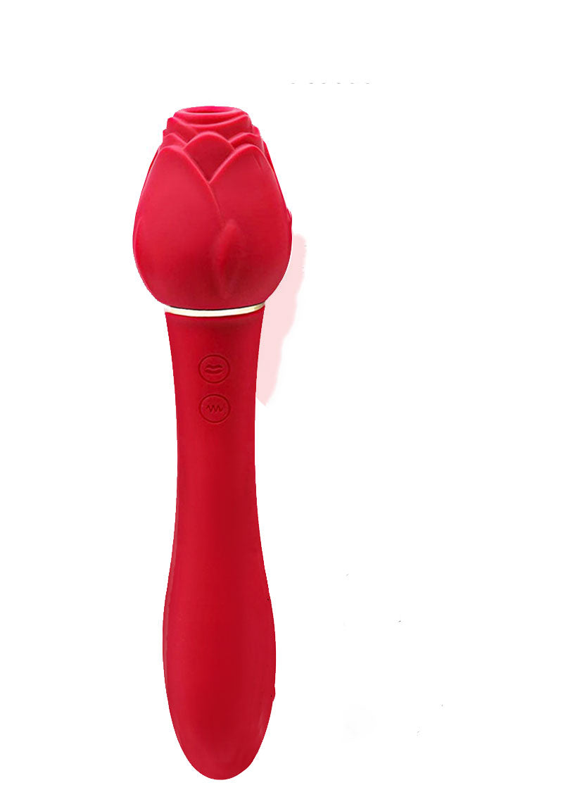 Wild Rose Suction Vibrator (Lipstick Red) – Premium Silicone Suction Vibrator Rose Stimulators