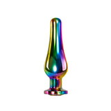 Evolved ANAL TOYS Coloured Evolved Rainbow Metal Plug - Medium -  11.1 cm Medium Butt Plug with Gem Base 844477018553
