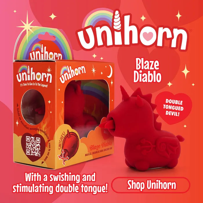 Unihorn Blaze Diablo Fork Tongue Massager Red Suction Stimulator