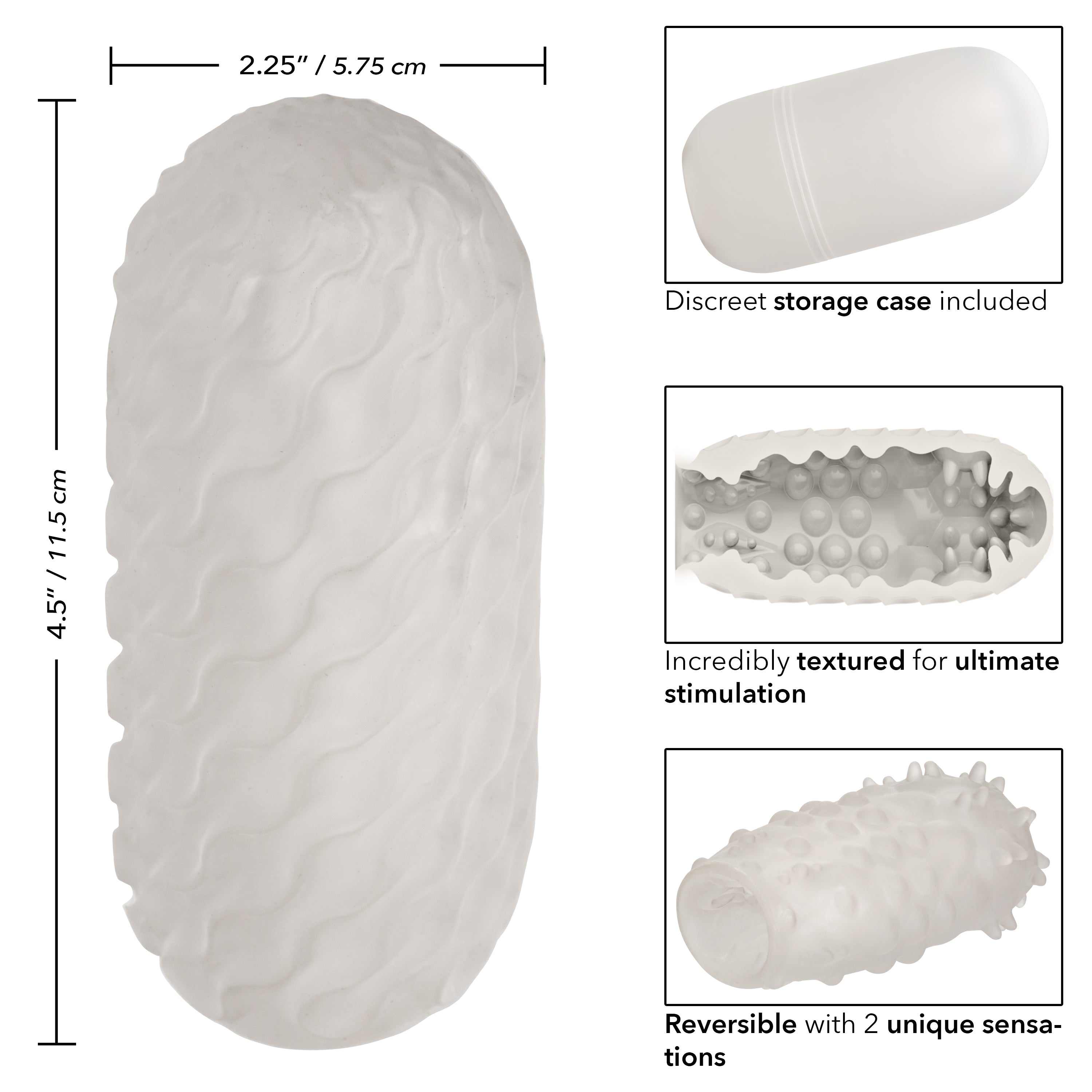 Boundless Reversible Nubby Stroker 4.5 Inch Dual-Texture Clear Compact Male Masturbator > Sex Toys For Men > Masturbators > Manual
