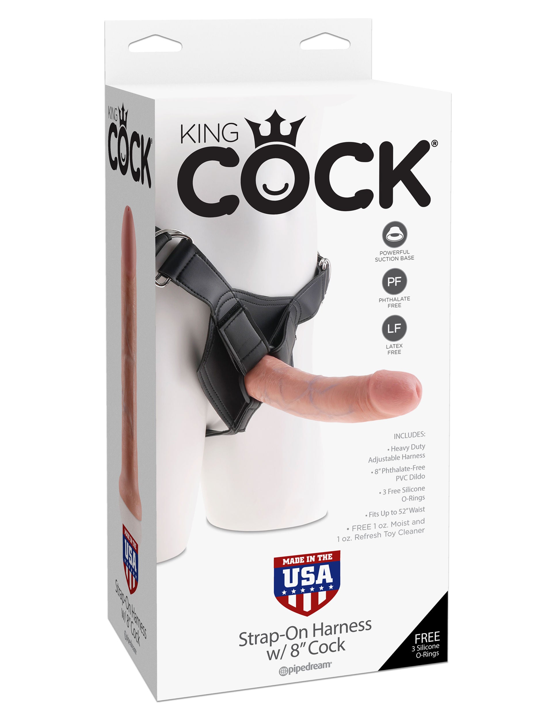 King Cock Strap on Harness With 8 Inch Cock - Flesh Dildos & Dongs