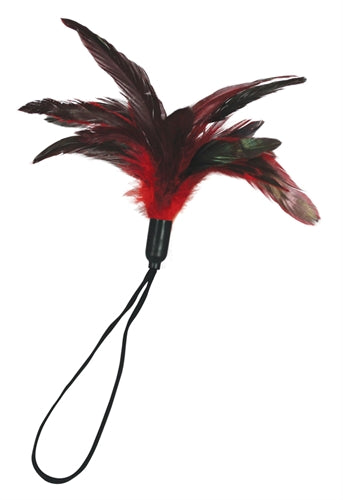 Pleasure Feather Feather Tickler with Wrist Cord – Rooster Feather Sensory Toy Red > Bondage Gear > Ticklers
