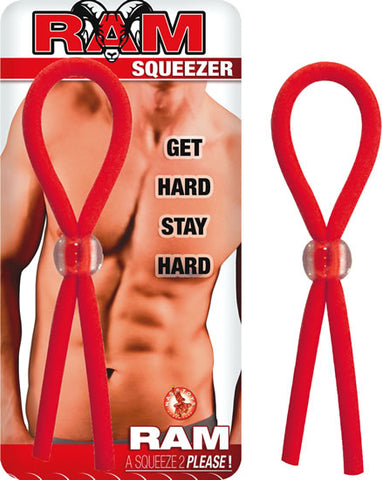 Ram Squeezer Adjustable Black Latex Cock Ring for Men Waterproof Red COCK RINGS