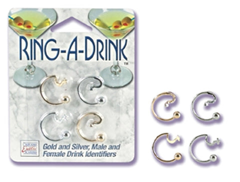 Gold and Silver Male Female Drink Identifier Rings for Barware Silver Gag Gifts & Novelties