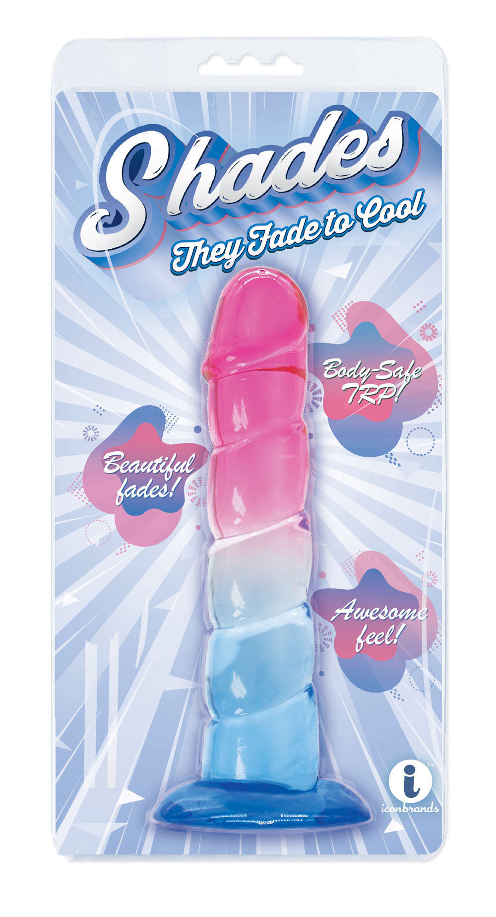Shades 7.5 Inch Swirl Gradient Dong (Pink and Blue) – Body-Safe Phthalate-Free Dong Secondary image