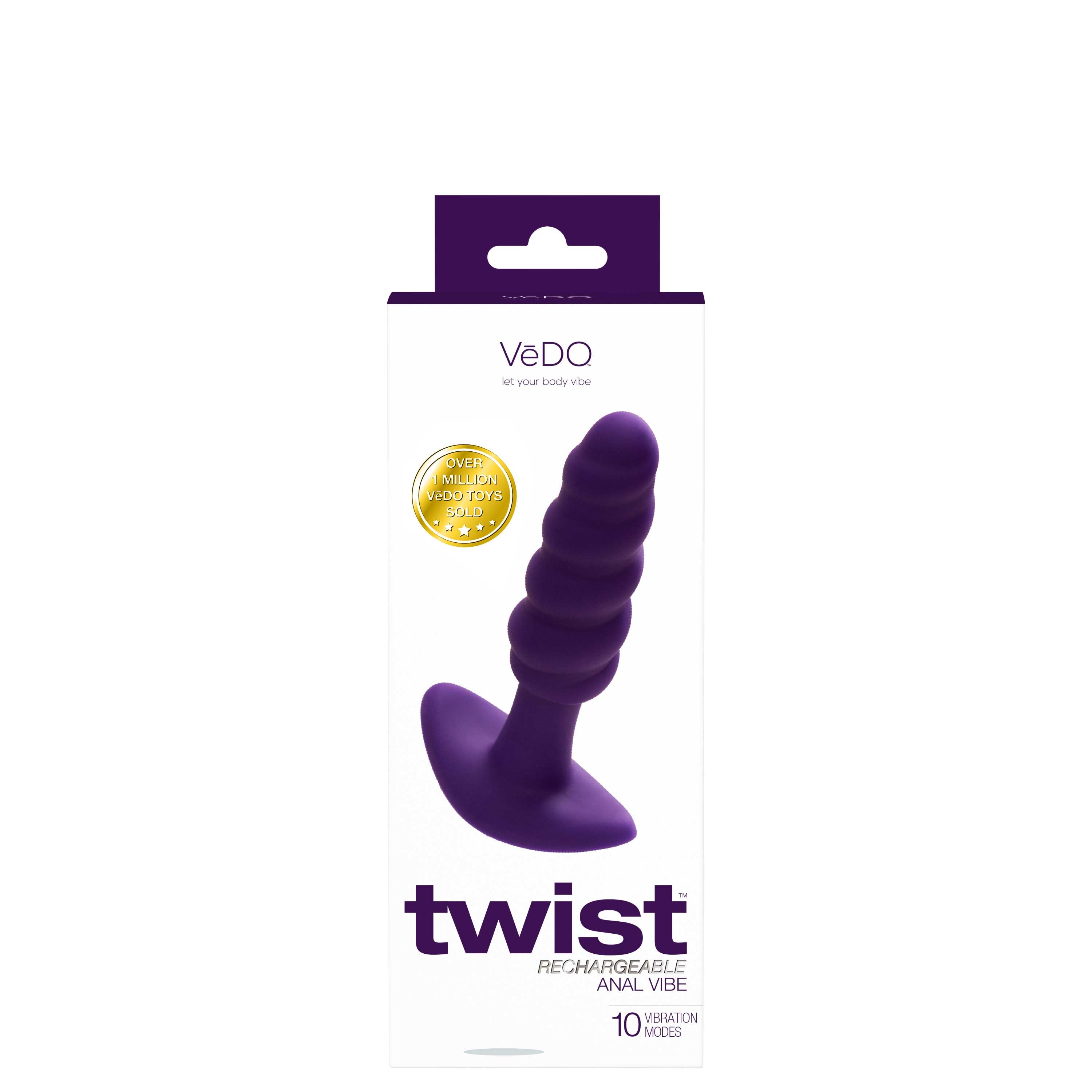 Twist Rechargeable Anal Vibe (Deep Purple) – Powerful 10 Mode Slim Anal Vibrator Purple > Anal Range > Vibrating Butt Plugs
