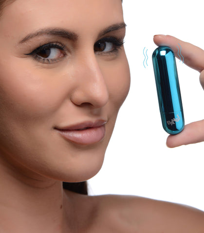 Bang! 10X Rechargeable Vibrating Metallic Bullet Vibrator in Blue BULLETS