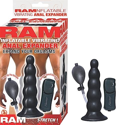 Ram Inflatable Vibrating Anal Expander Black Sex Toy Black Butt Plugs - Vibrating