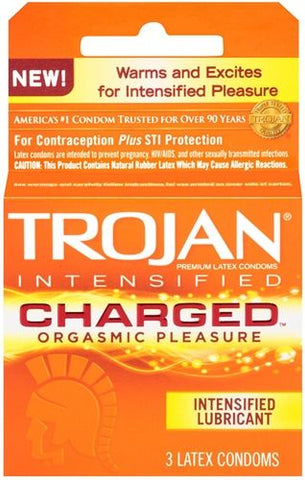 Trojan Intensified Charged Orgasmic Pleasure Condoms - 3 Pack > Essentials > Condoms