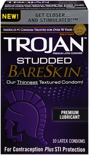 Trojan Studded Bareskin Lubricated Condoms 10 Pack Default Title Condoms