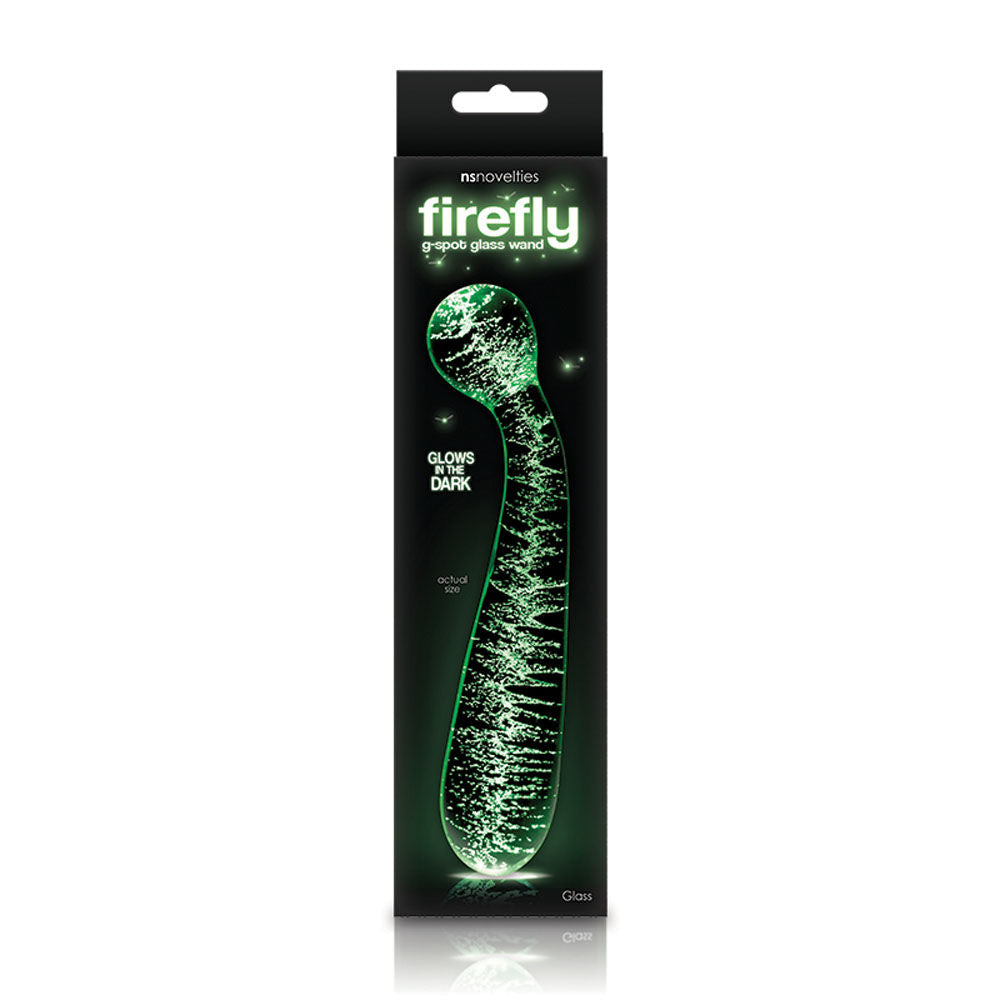 Firefly Glass G-Spot Wand Intimacy Massager Glow in Dark Clear DONGS Glass