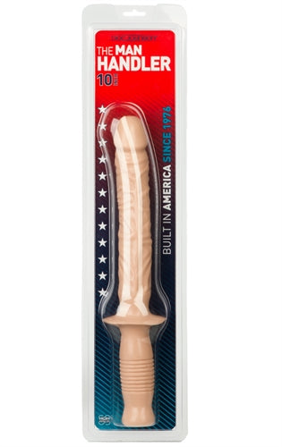 The Manhandler White 10 Inch – Realistic Grip Handle Dildo Beige Dildos & Dongs