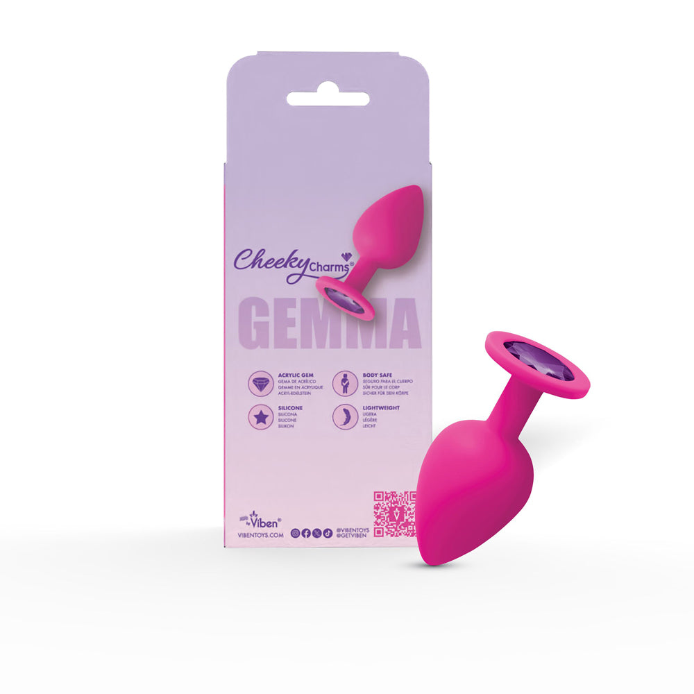 Gemma 3.76 Inch Purple Gem Pink Silicone Plug Large – Vibrant Silicone Butt Plug 3 > Anal Range > Jewel Butt Plugs