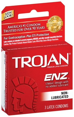Trojan Enz Non-Lubricated Latex Condoms 3 Pack Adult Intimacy Condoms