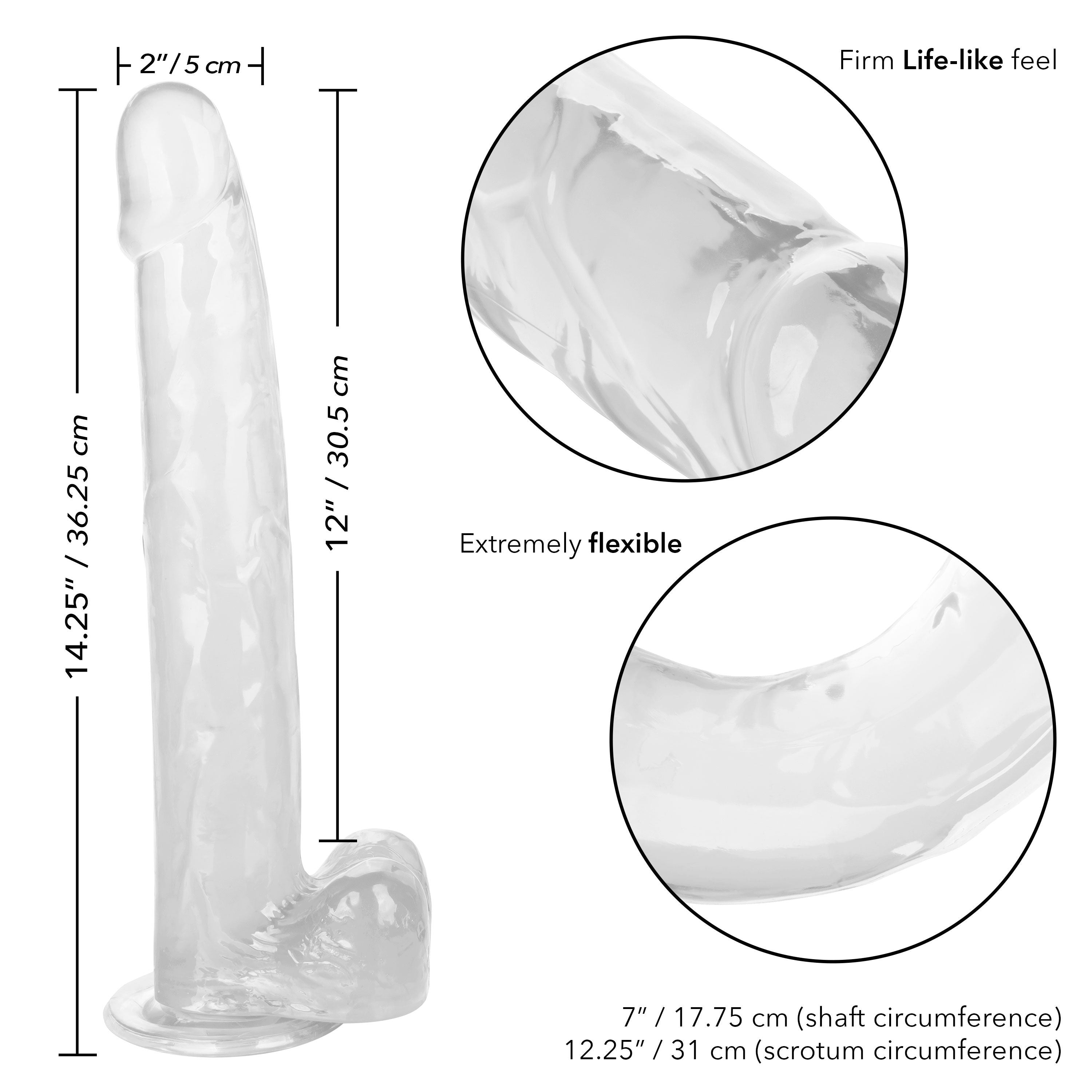 Size Queen 12 Inch Realistic Dildo Clear Large Thick Dong Dongs Big
