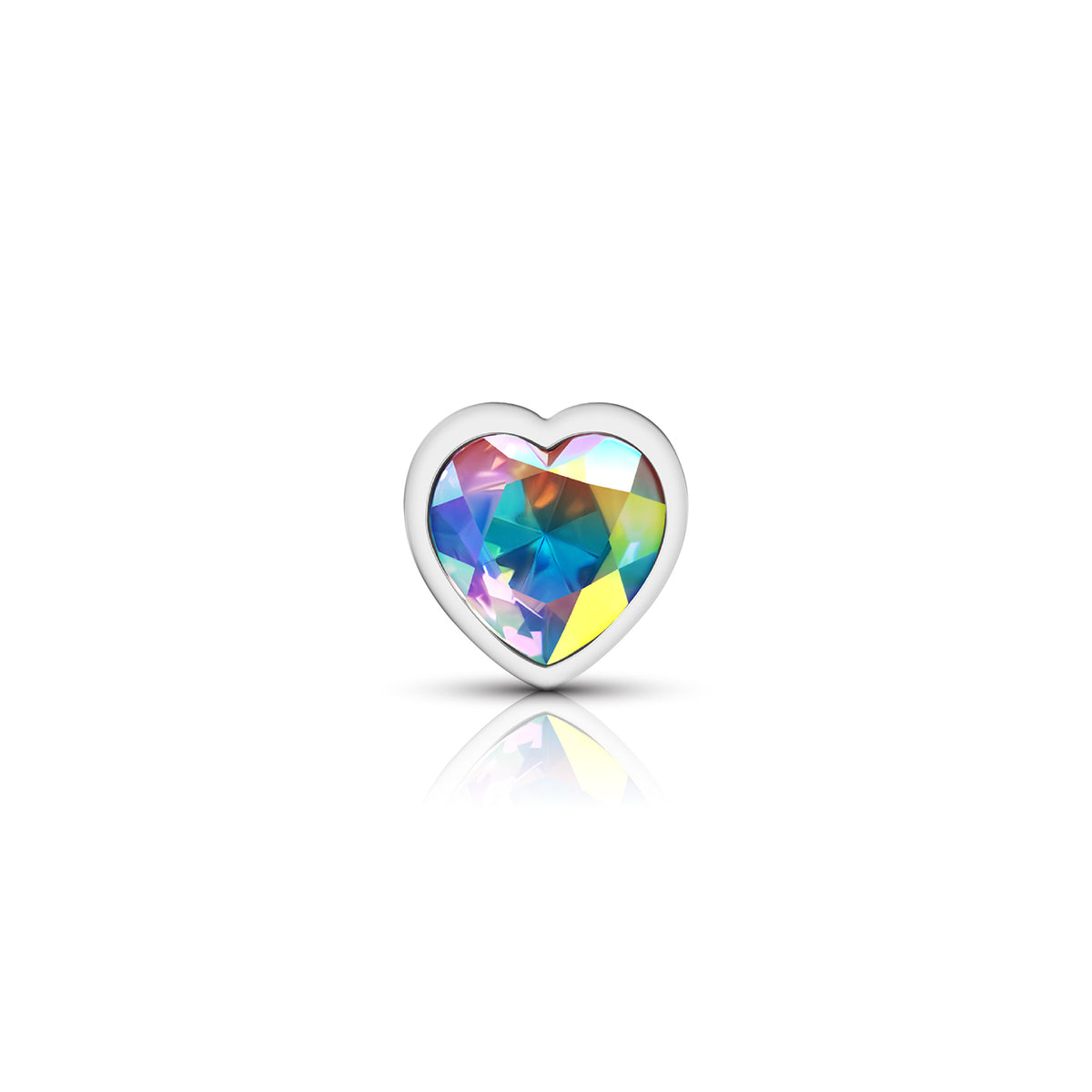 Cheeky Charms Silver Metal Butt Plug with Heart Clear Jewel Medium (8.03cm) > Anal Range > Jewel Butt Plugs