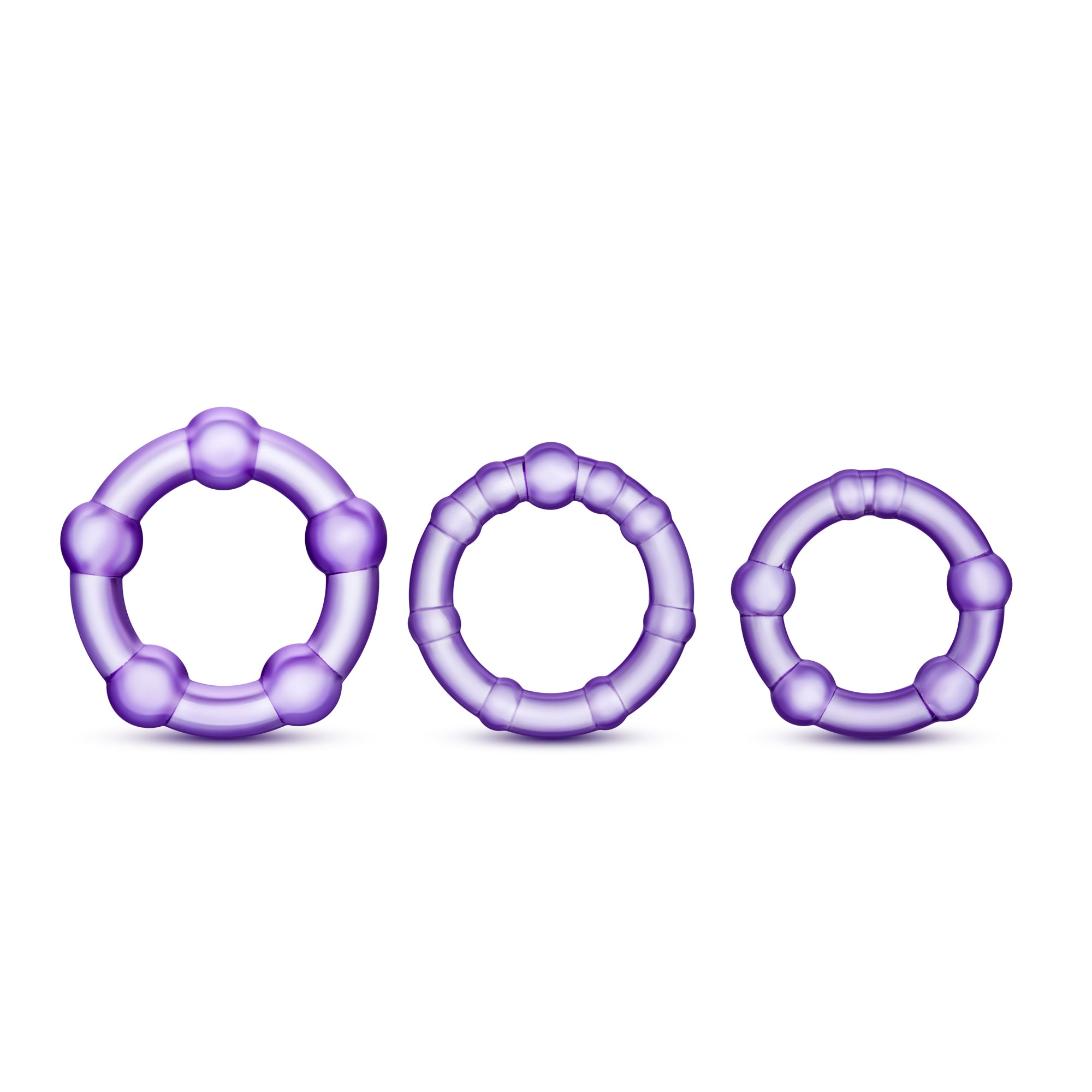 Stay Hard Beaded Cockrings Set of 3 Sizes for Enhanced Performance Purple COCK RING Set