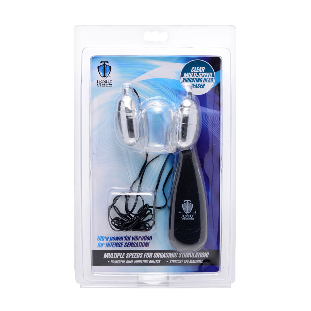 Clear Multi-Speed Vibrating Head Teaser Sleeve for Men Strokers - Manual