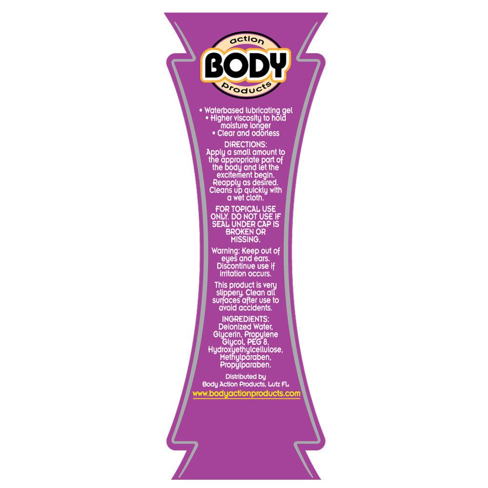 Body Action Supreme Water Based Lubricant Gel 4.8 Oz Bottle Water Based Lube