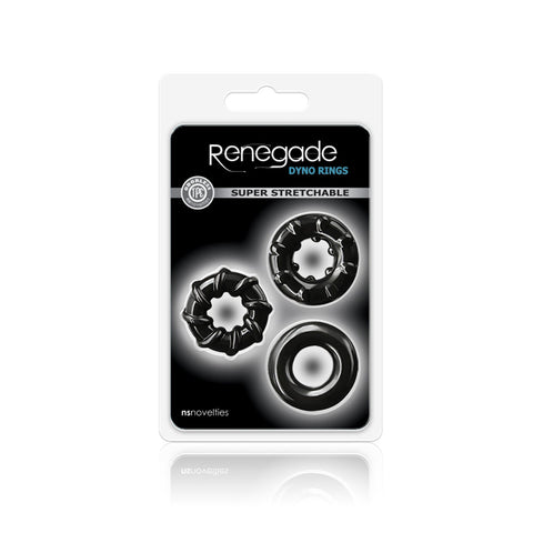 Renegade Dyno Rings Black Cock Rings Set of 3 Black COCK RING Set