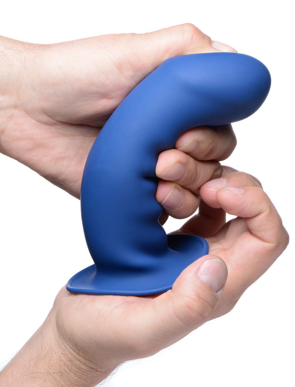 Squeezable Thick Phallic Silicone Dildo with Moldable Shape Blue DONGS