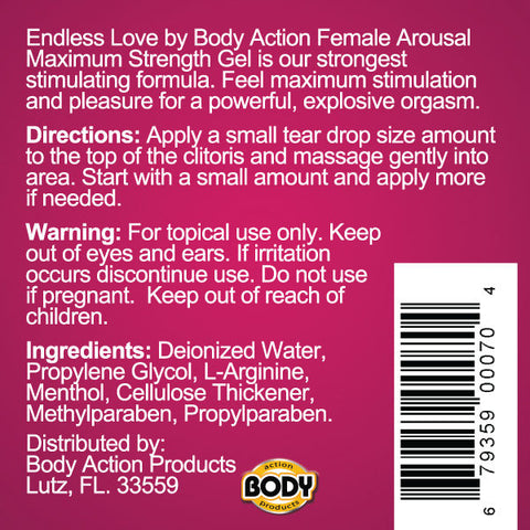 Endless Love Female Arousal Gel Maximum Strength Stimulator Enhancers Female