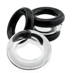 Jacker 5-Stack Five-Pack Tube Super-Strong Cockrings Clear Black > Cock Ring > Sets
