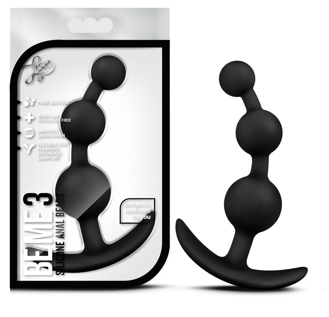 Blush Luxe Be Me 3 Anal Plug Black Premium Silicone Toy > Anal Range > Anal Beads