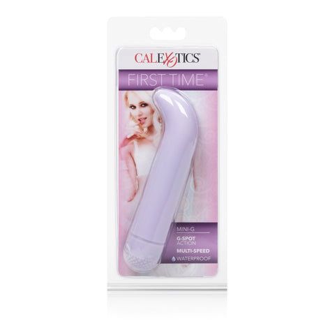 First Time Mini-G Purple 4.5 Inch Multi-Speed G-Spot Vibrator with Curved Tip and Waterproof Design Purple BULLETS