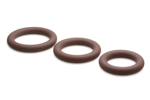 Jock Silicone Cock Ring Set Medium 3 Sizes Phthalate Free Brown COCK RING Set