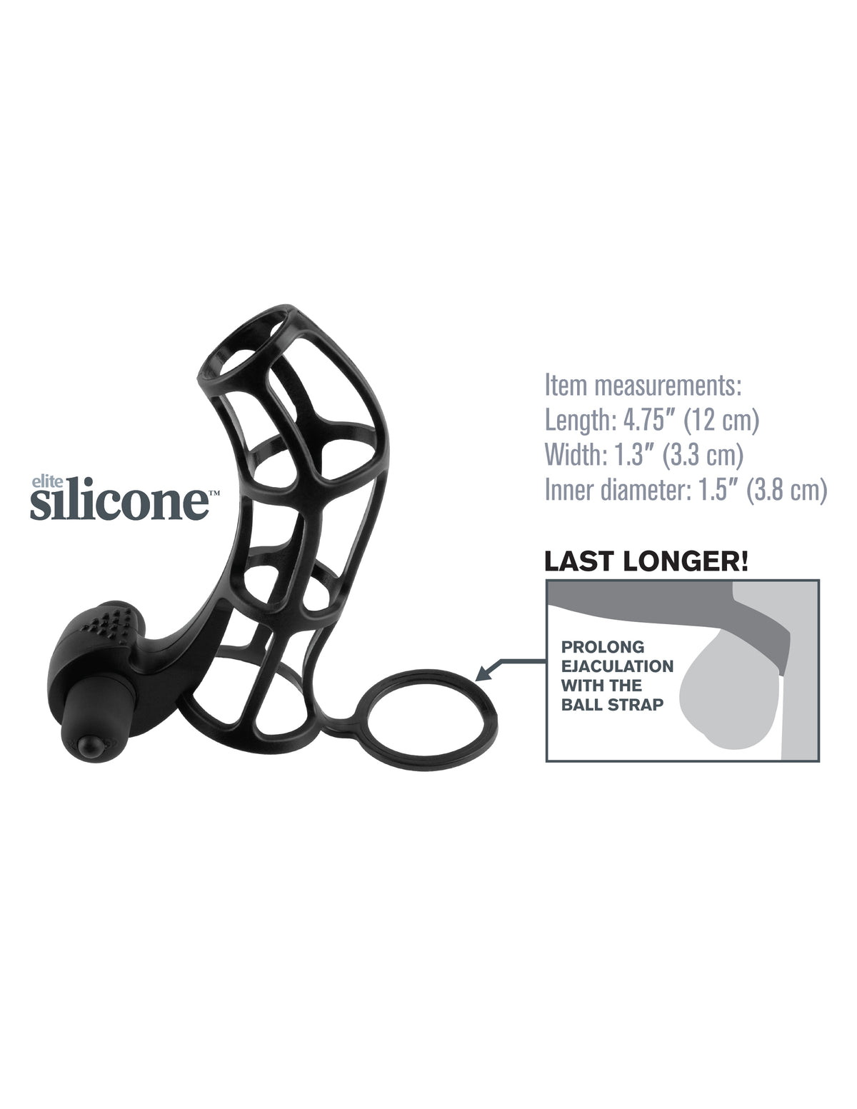 Deluxe Silicone Power Cage Erection Enhancer in Black > Sex Toys For Men > Penis Sleeves