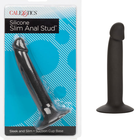 CalExotics Silicone Slim Anal Stud Black Slim Shaft with Suction Cup Base > Anal Range > Butt Plugs