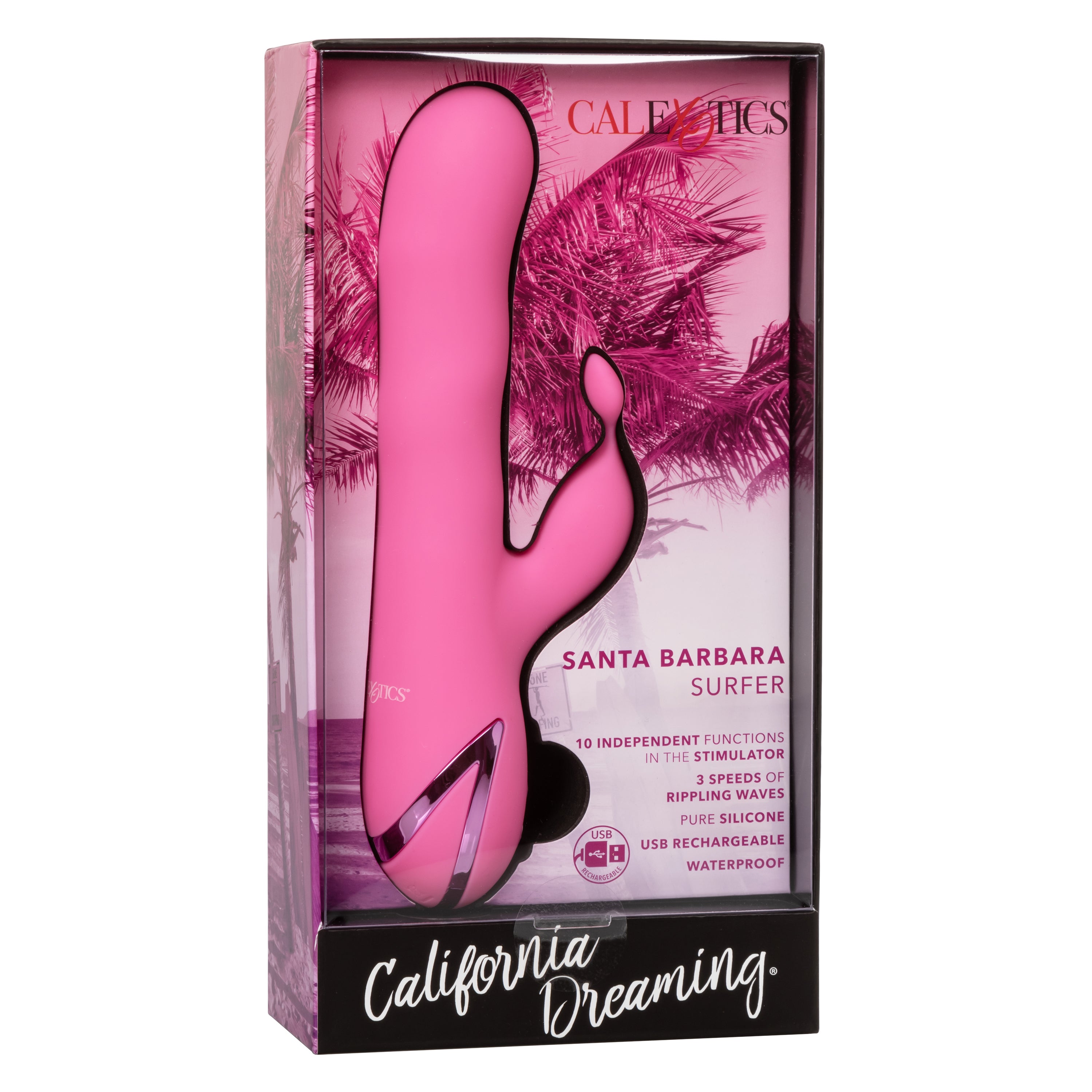 California Dreaming Santa Barbara Surfer Pink Silicone Massager = > Vibrators > Ladies > Rabbit
