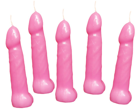 Bachelorette Pecker Party Pink Candles 5 Pack – Fun Candles Pink Party Supplies