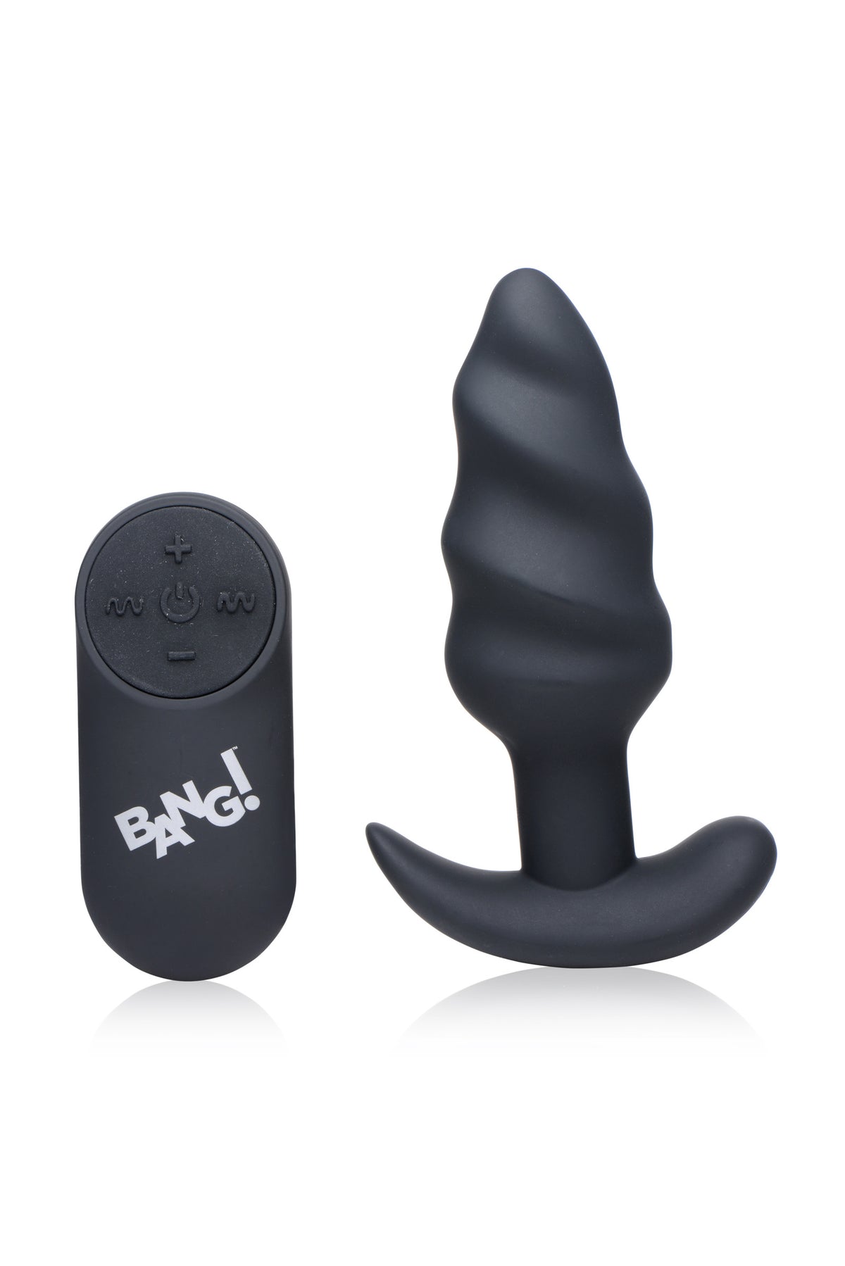 Silicone Remote Control Swirl Butt Plug Black Vibrator Toy Black > Anal Range > Vibrating Butt Plugs