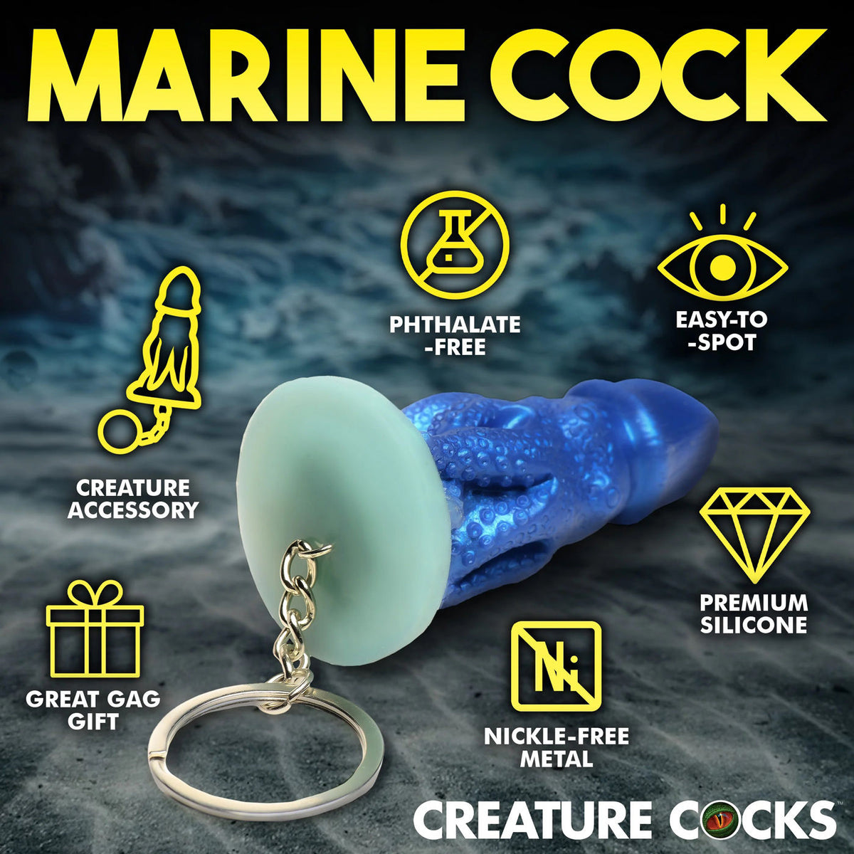 Blue Cocktopus Keychain Thick-Headed Girthy Design Adult Novelty Keyring > Novelties > Gag Gifts