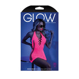 Fantasy Lingerie LINGERIE & BODY WEAR Pink GLOW SHOCK VALUE Net Halter Dress with Open Back - Glow in Dark  - One Size 657447305214