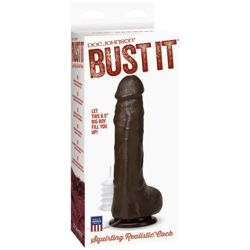 Bust It Realistic Cock (Black) – 8.5 Inch Squirting Vibrator > Dildos > Squirting Dildos