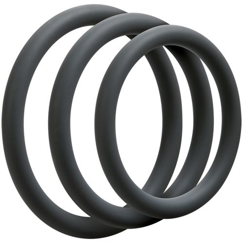 Optimale 3 Ring Set (Slate) – Silicone Thin Cock Ring Set with 40mm, 45mm, and 50mm Diameters Black > Cock Ring > Sets