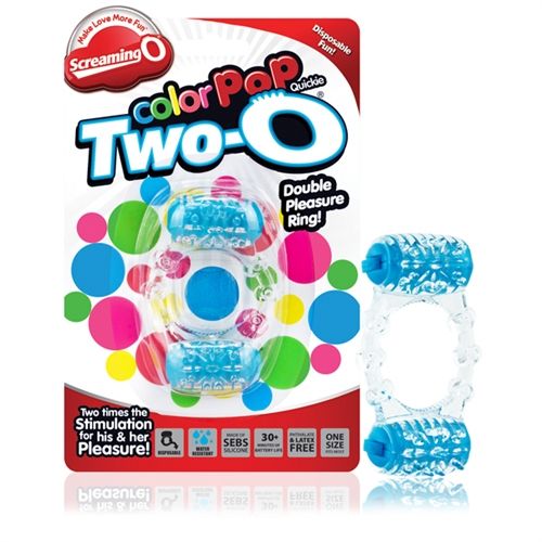 Two-O Blue Dual Vibrating Pleasure Ring for Couples Play Cock Rings Vibrating