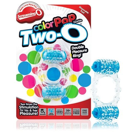 Two-O Blue Dual Vibrating Pleasure Ring for Couples Play Cock Rings Vibrating