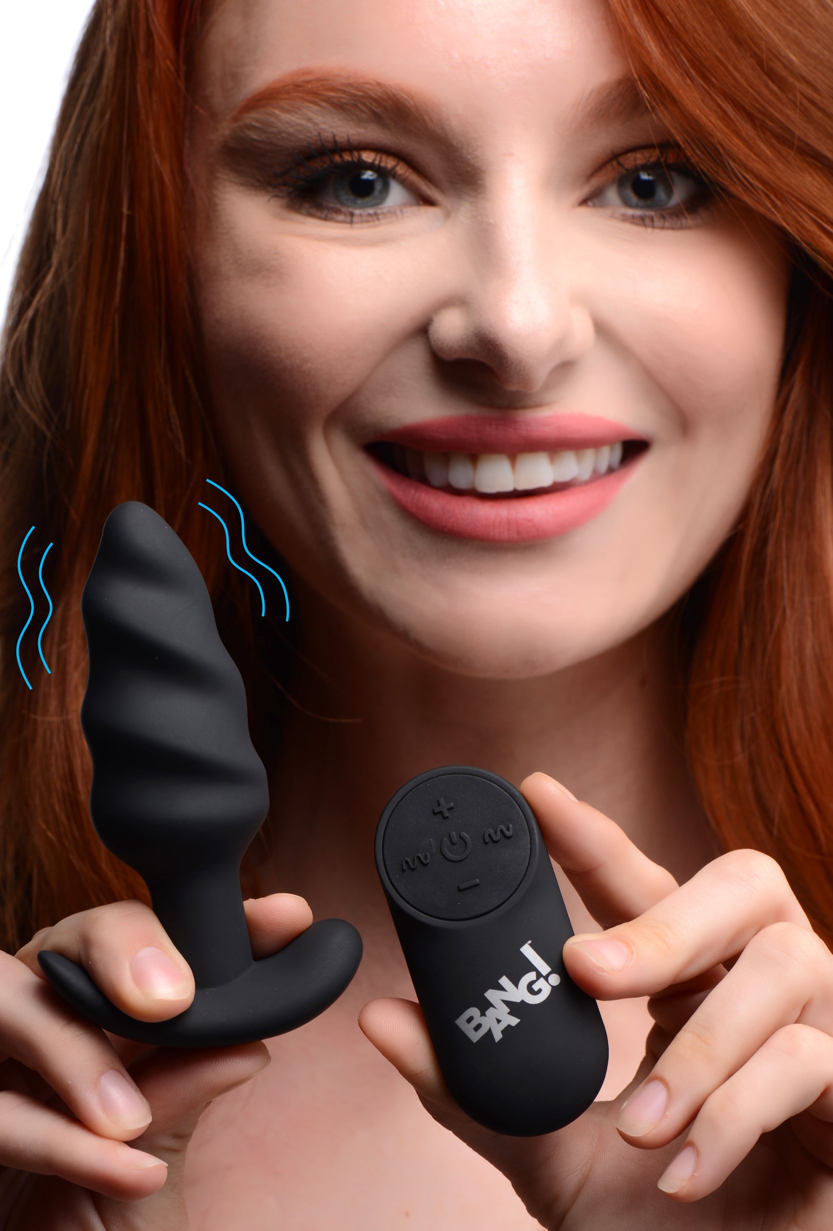 Silicone Remote Control Swirl Butt Plug Black Vibrator Toy Butt Plugs - Vibrating