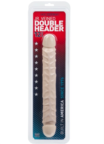 Jr Veined Double Header 12 Inch Dong Flesh Pink Beige Double Dongs