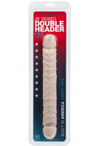 Jr Veined Double Header 12 Inch Dong Flesh Pink Beige Double Dongs