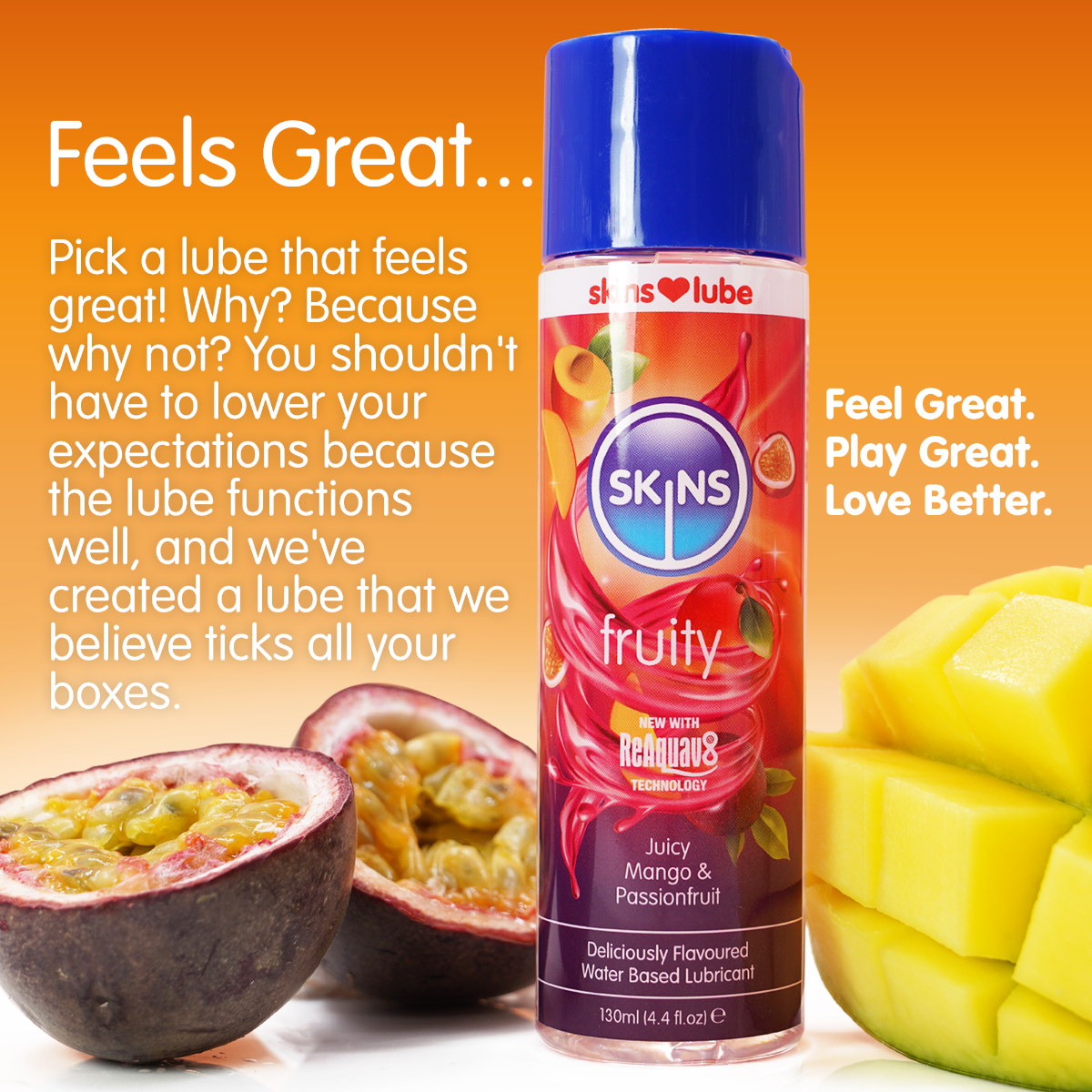 Skins Mango and Passion Fruit Water-Based Flavored Lubricant 4.4oz > Lube > Flavoured