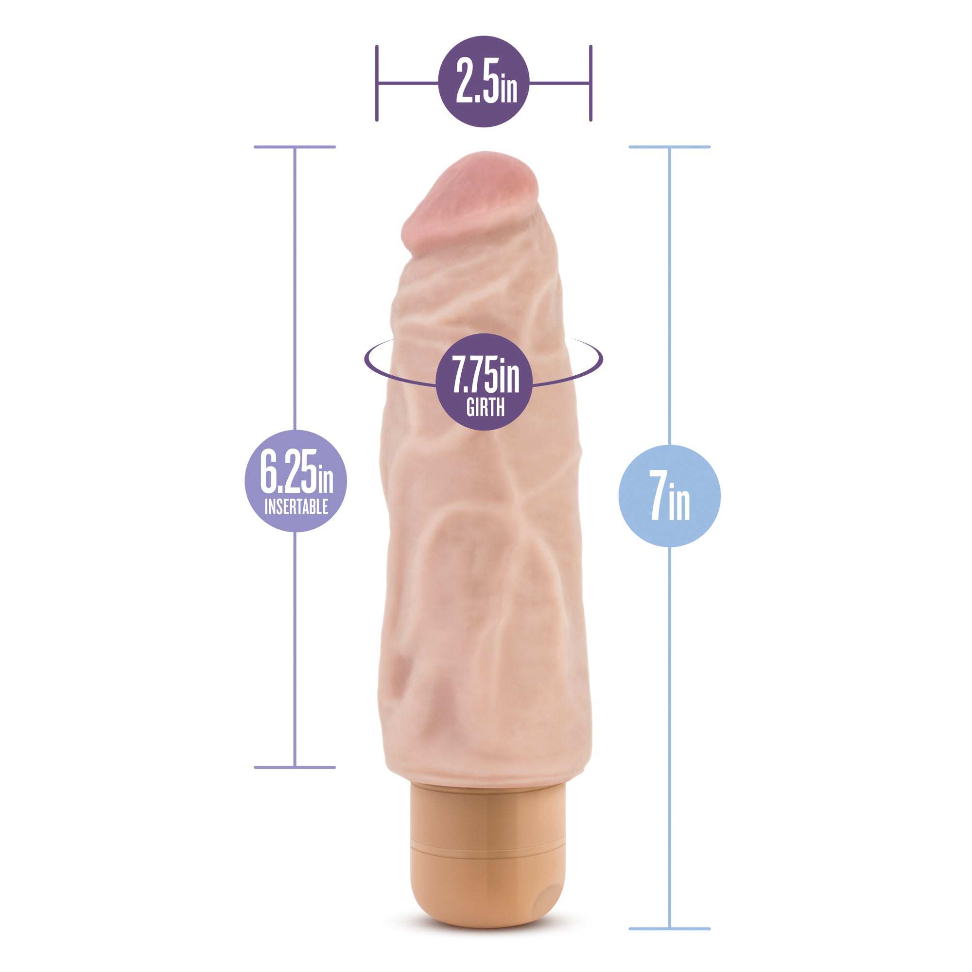 Blush Natural Realistic Vibrator with Waterproof Twist Dial DONGS Vibrating