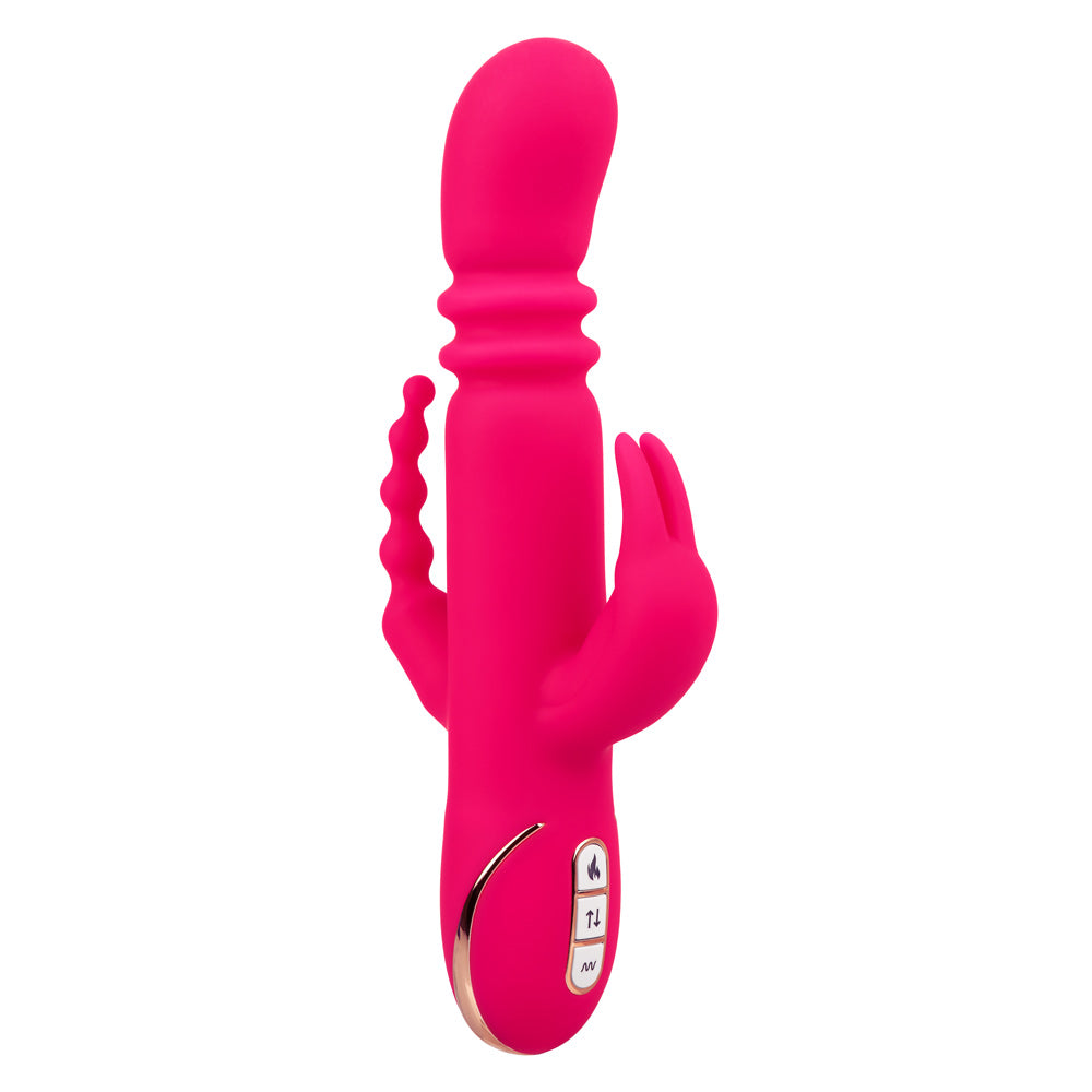Jack Rabbit Signature Heated Silicone Triple Fantasy Rabbit Vibrator Pink VIBRATORS-RABBIT-MULTI