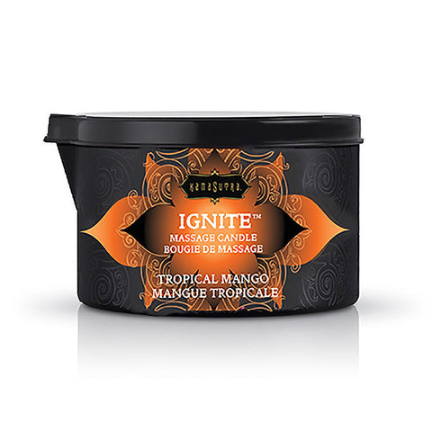Ignite Tropical Mango Massage Candle 6 Oz With Skin Conditioning Oil Massage Oil
