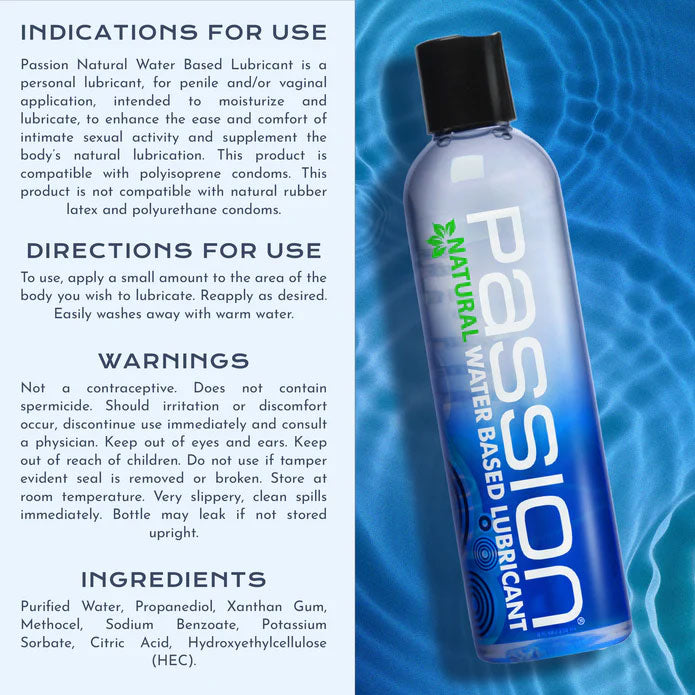 Passion Natural Water-Based Lubricant 8 Oz – Personal Lubricant > Lube > Water Based